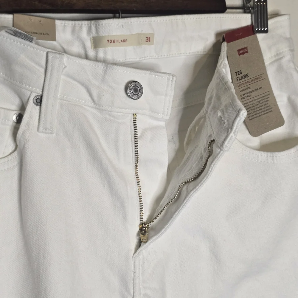 Levi's 726 Flare Jeans White Denim High Rise Size 31 X 32 - Picture 6 of 8